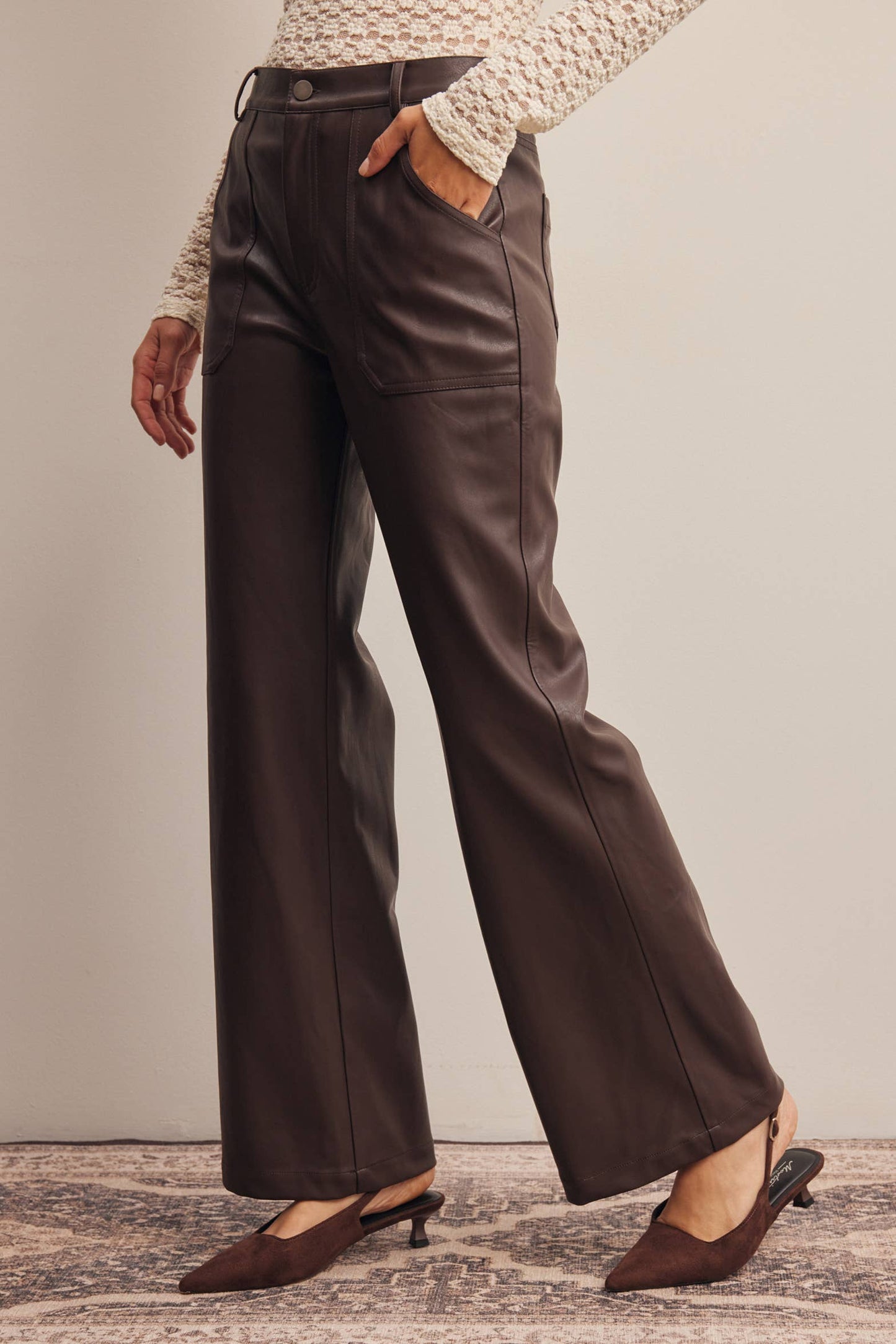 Fanisha Leather Straight Leg Pants by Forte