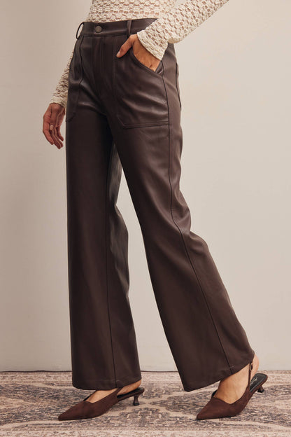 Fanisha Leather Straight Leg Pants by Forte