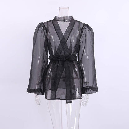 Ebony Shirt Sheer Cardigan Top