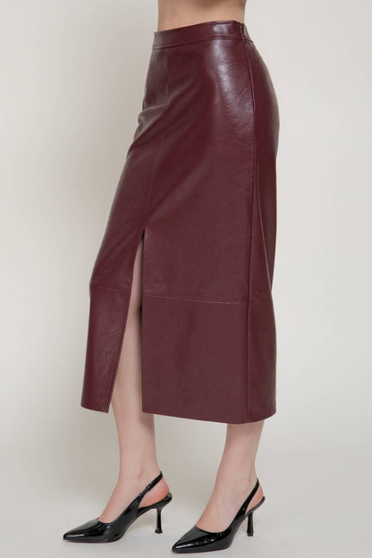 Jessica Faux Leather Pencil Midi Skirt