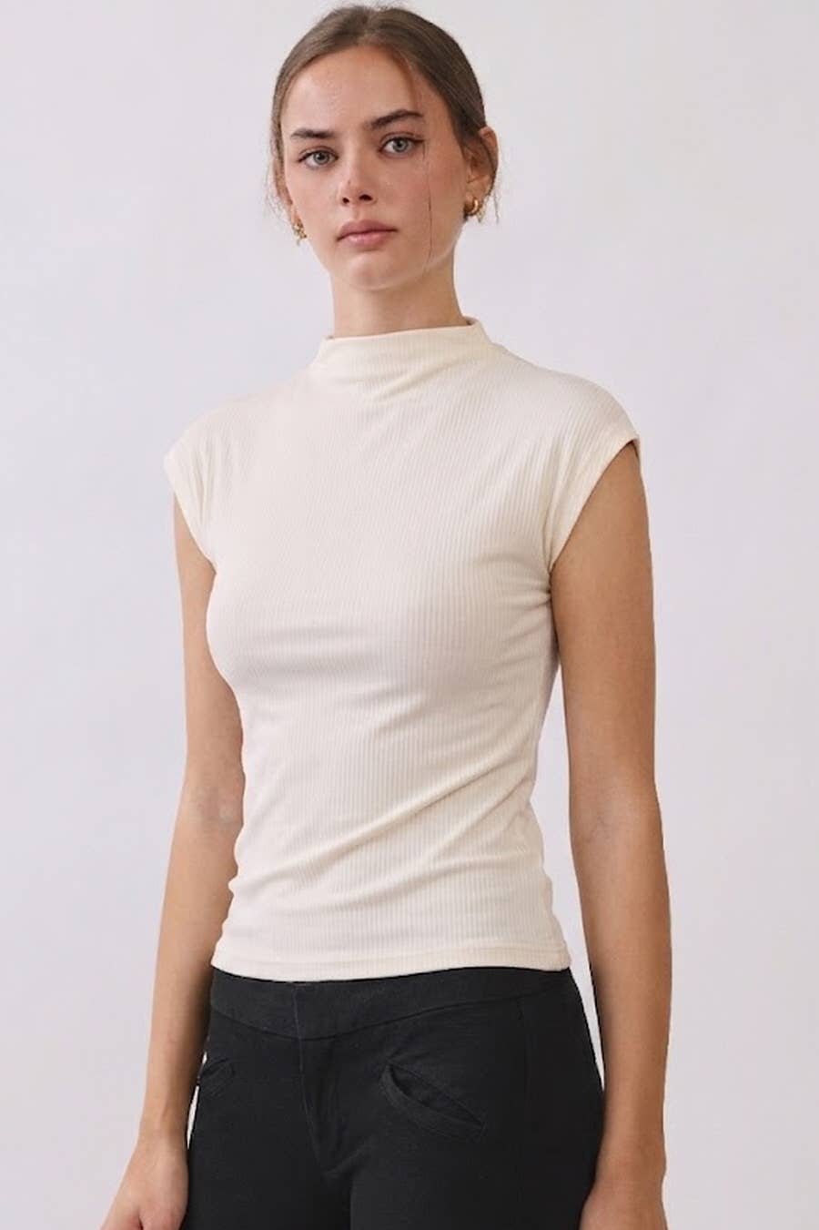 Rib Knit Mock Neck Top