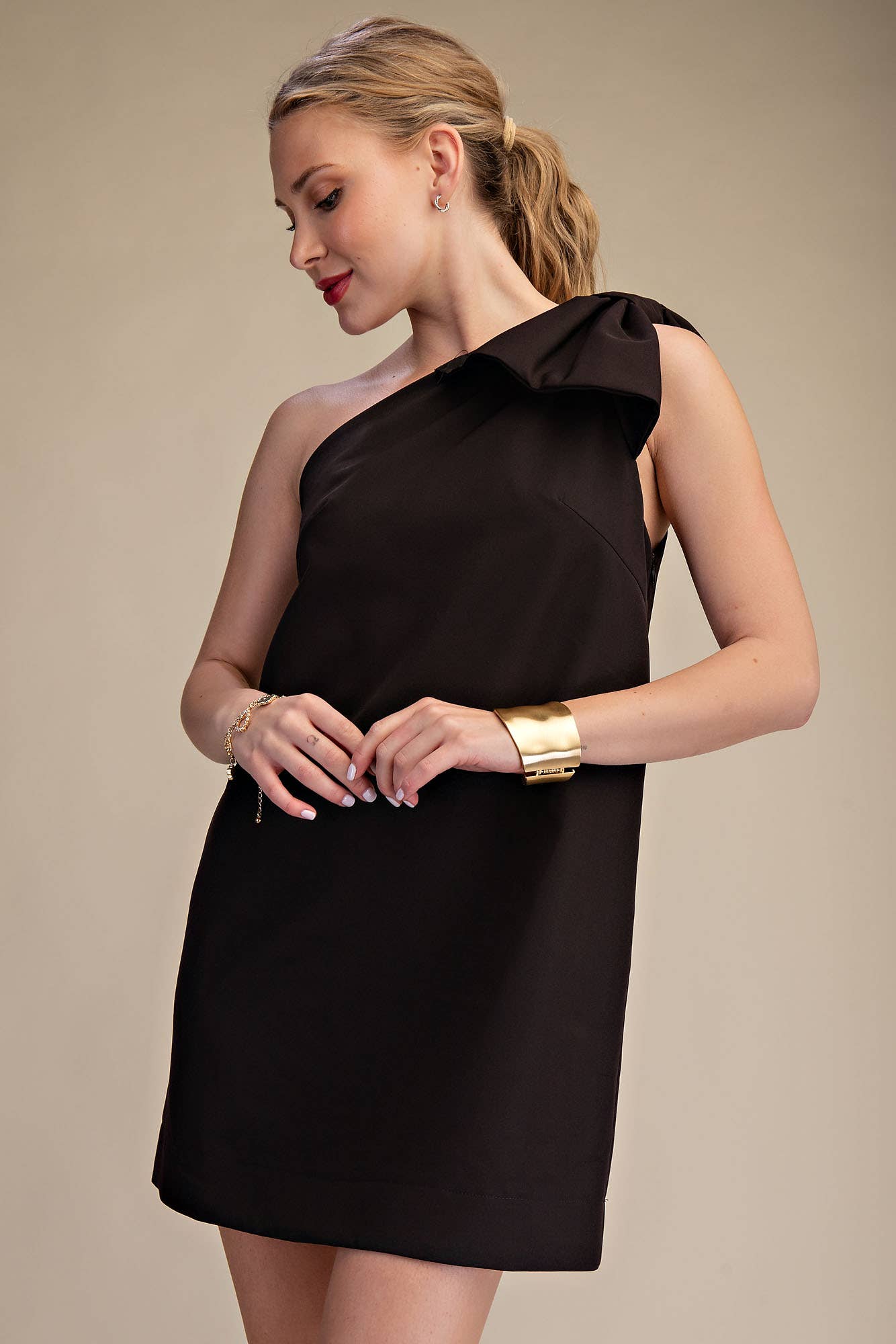 Bow One Shoulder Mini Dress