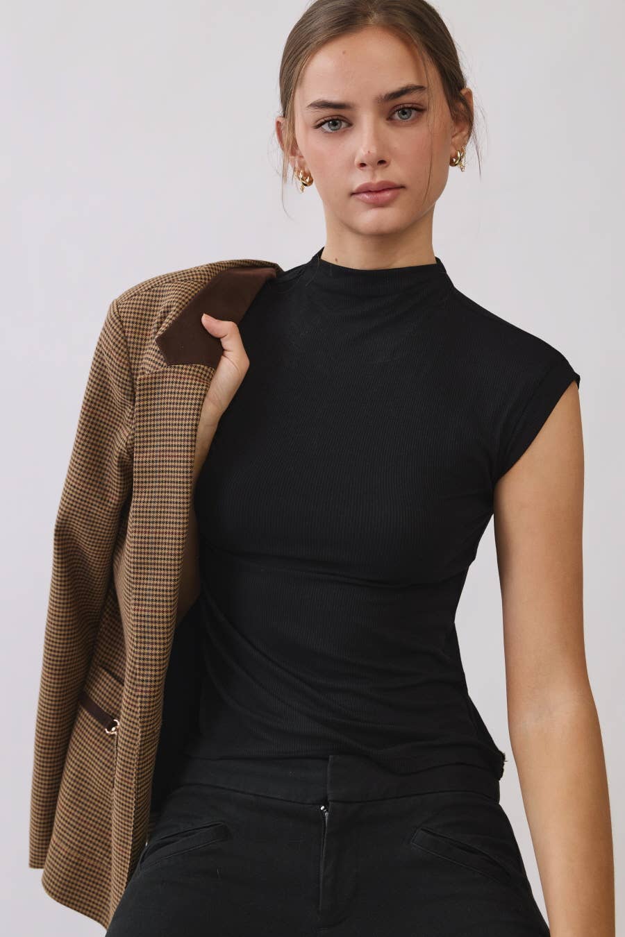 Rib Knit Mock Neck Top