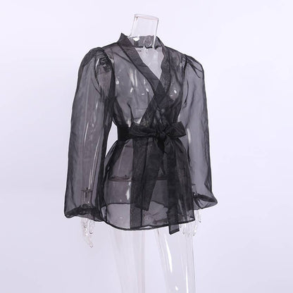 Ebony Shirt Sheer Cardigan Top