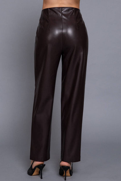 Monaco Hight Waist Slim Fit Vegan Leather Long Pants