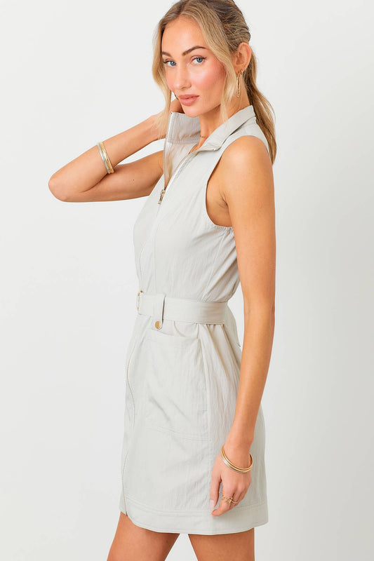 Sleeveless Utility Belted Mini Dress
