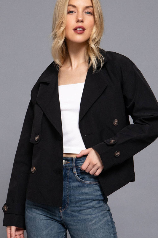 Double Breasted Crop Trench Coat