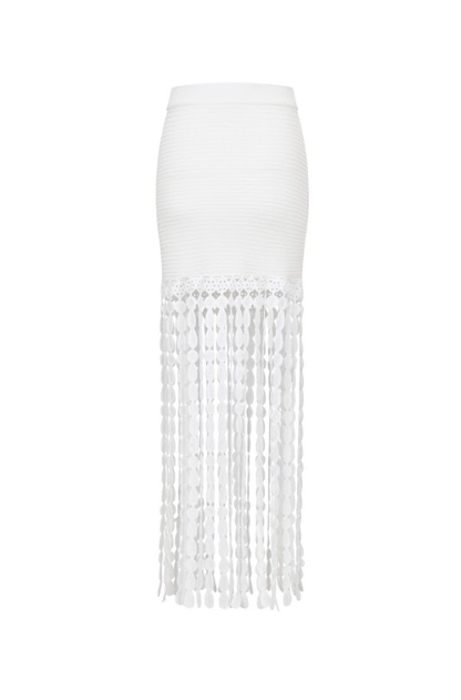 Knit Skirt with Fringe Detail