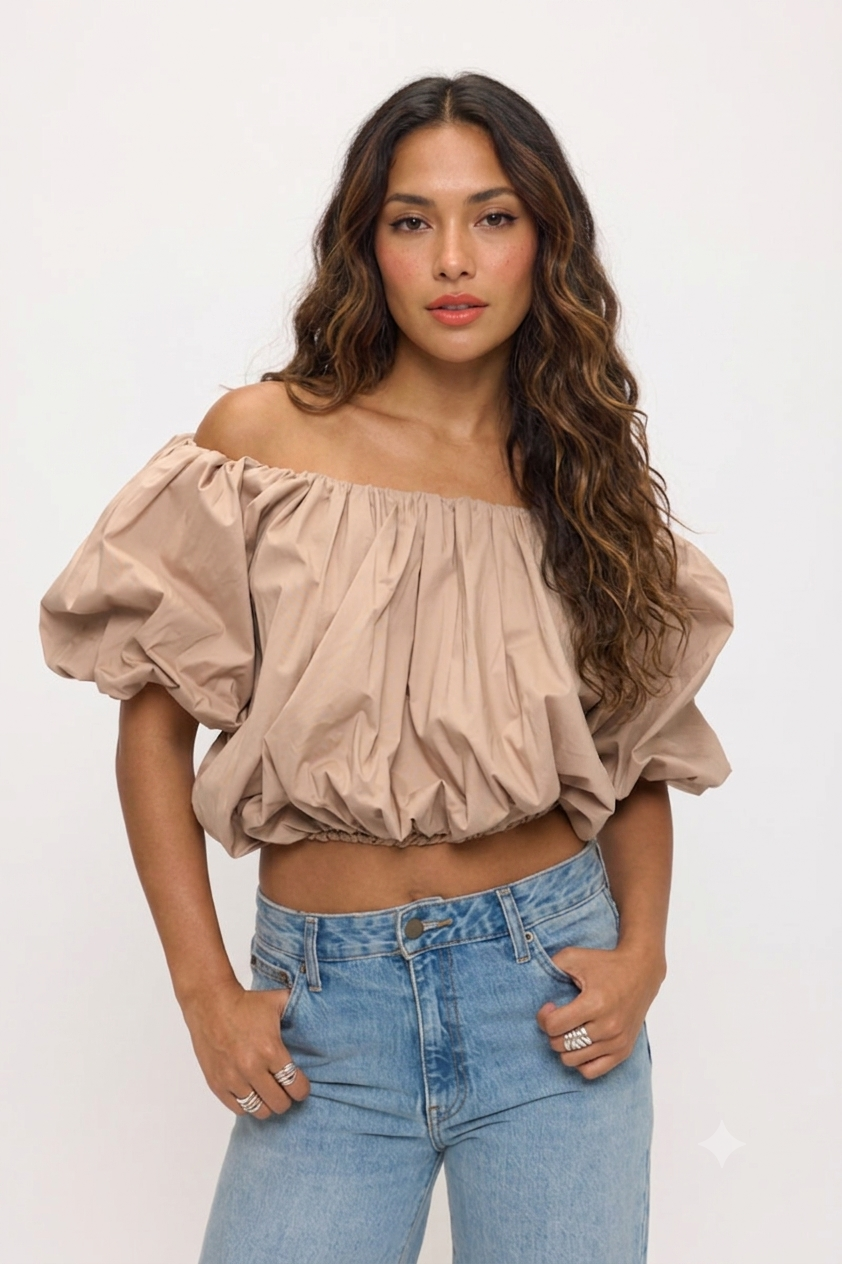 Poplin Bubble Hem  Top
