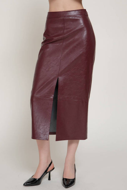 Jessica Faux Leather Pencil Midi Skirt