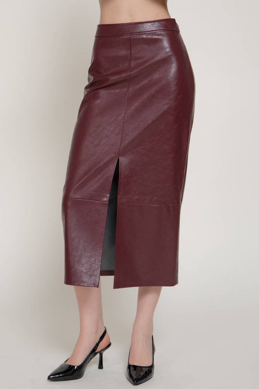 Jessica Faux Leather Pencil Midi Skirt