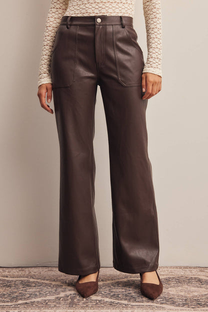 Fanisha Leather Straight Leg Pants by Forte