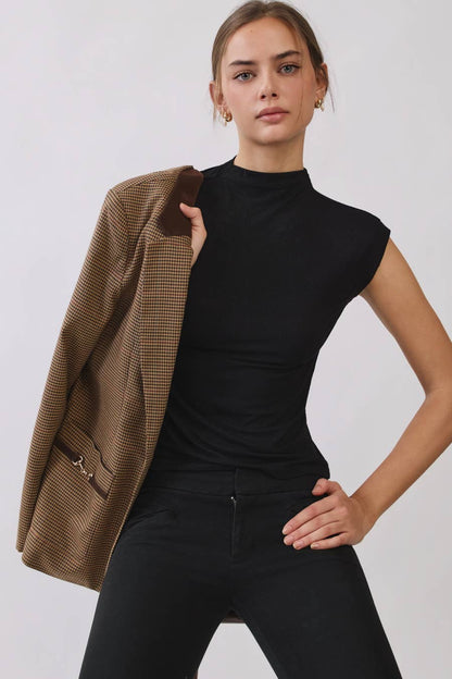 Rib Knit Mock Neck Top