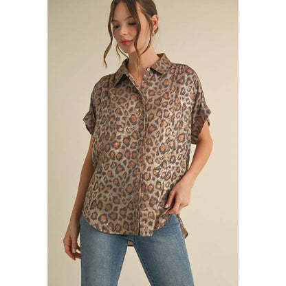 Leopard print collared top