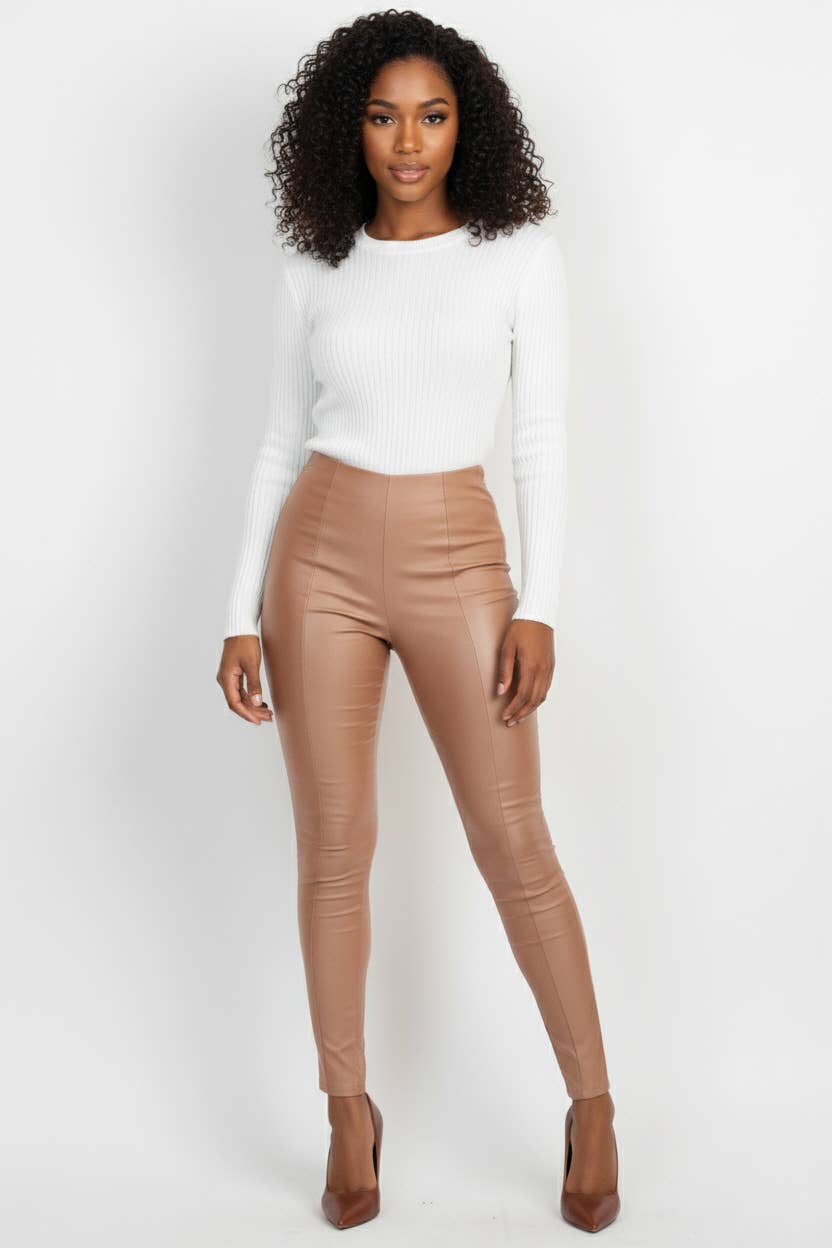 Genise Vinyl Coated Front Seam Pants