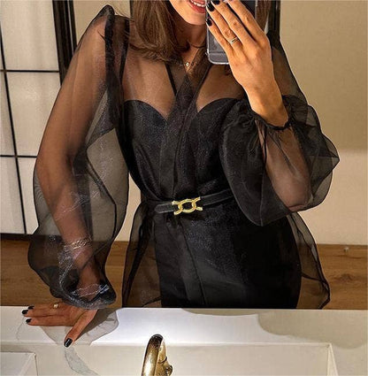 Ebony Shirt Sheer Cardigan Top