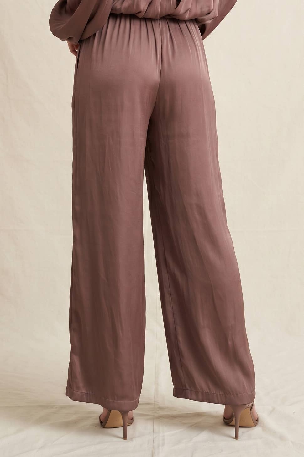 Sanina Silky Wide Leg Pants with Overlay Detail