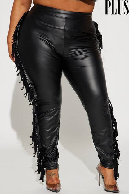 Toni Faux Leather Fringe Side Leggings