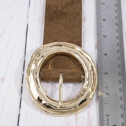 Suede Hammered Round Buckle Belt