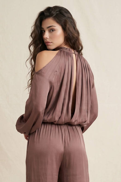 Sanina Cold-Shoulder Silky Surplice Top by Edit By Nine