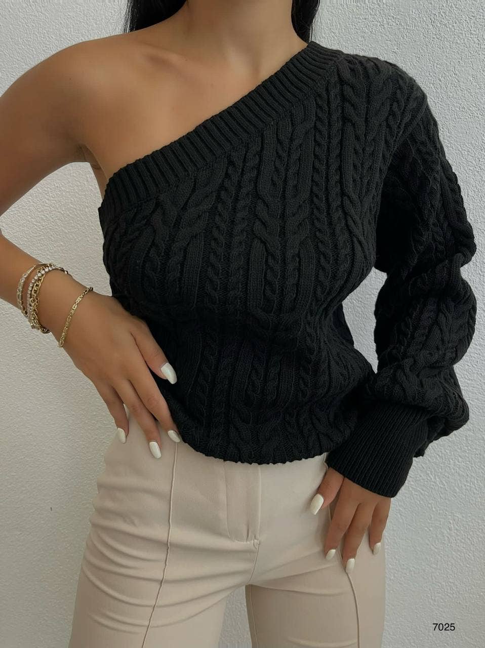 One Shoulder knit Sweater Top