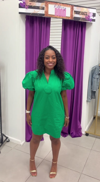 China Bubble Sleeve Mini Dress